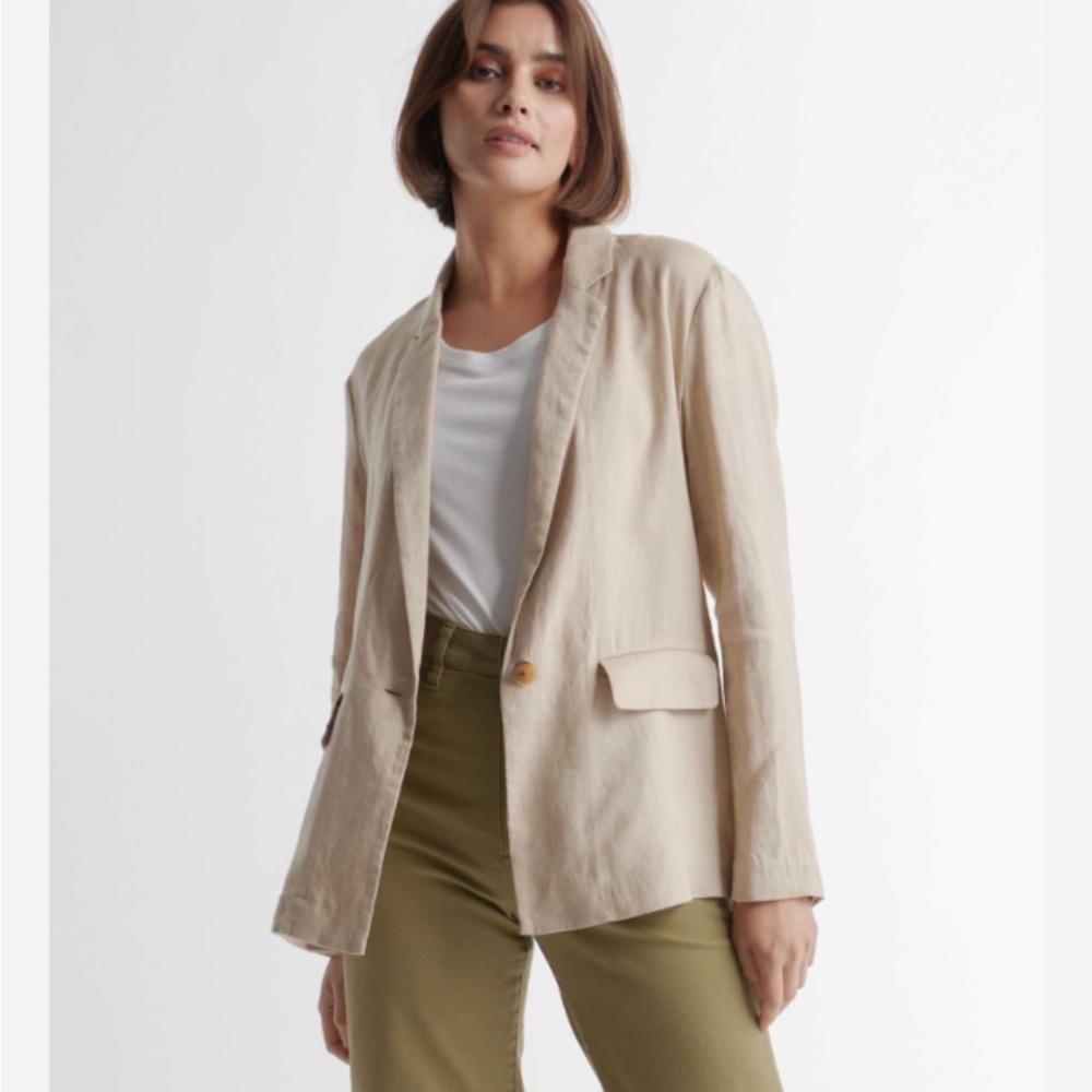 Quince European Linen Womens Blazer, Size Medium